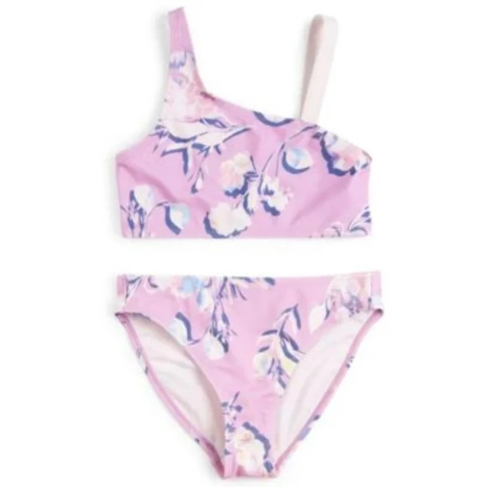 Ideology Big Girls 2-Pc. Rippling Rose Violet Tulle Bikini Set Large 14